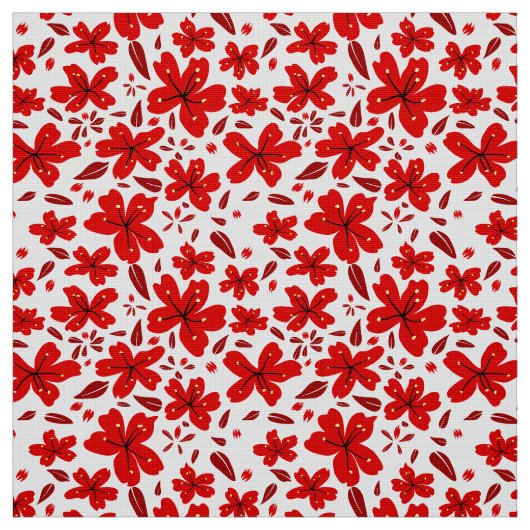 Red Floral Flowers Stof (Swatch)