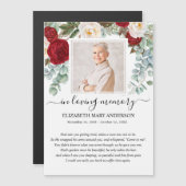 Red Floral Foto Sympathie Funeral Prayer Kaart (Voorkant / Achterkant)