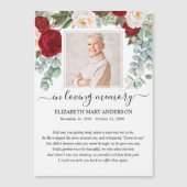 Red Floral Foto Sympathie Funeral Prayer Kaart (Voorkant)