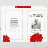 Red floral Funeral Program sjabloon (Voorkant / Achterkant)