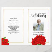 Red floral Funeral Program sjabloon (Voorkant)