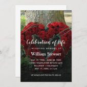 Red Floral Funeral | Roos: Levensgeviering Kaart (Voorkant / Achterkant)