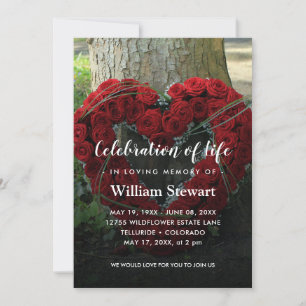 Red Floral Funeral   Roos: Levensgeviering Kaart