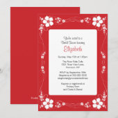 Red Floral Garden Border Bridal Shower Invitation Kaart (Voorkant / Achterkant)