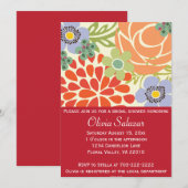 Red Floral Garden Bridal Shower Kaart (Voorkant / Achterkant)