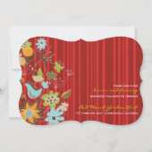 Red Floral Garden Wedding Invite & Reception Kaart (Achterkant)