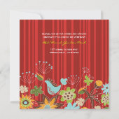 Red Floral Garden Wedding Invite & Reception Kaart (Achterkant)