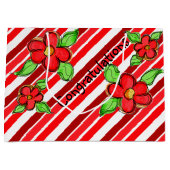 Red Floral Gefeliciteerd Gift Bag Groot Cadeauzakje (Voorkant)