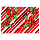 Red Floral Gefeliciteerd Gift Bag Groot Cadeauzakje (Achterkant)