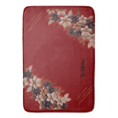 Red Floral Geometric Bath Mat (Voorkant Verticaal)