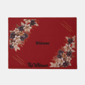 -Red Floral Geometric Welcome Mat (Voorkant)