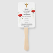 Red Floral Glitter Celebration of Life Hand Fan Handwaaier (Achterkant)