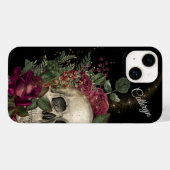 Red Floral Glitter Skull Personalized Case-Mate iPhone Case (Achterkant (horizontaal))