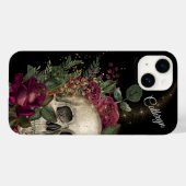 Red Floral Glitter Skull Personalized Case-Mate iPhone Hoesje (Back (Horizontal))