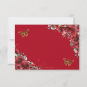 Red Floral Gold Butterflies Quinceañera Antwoord (Achterkant)