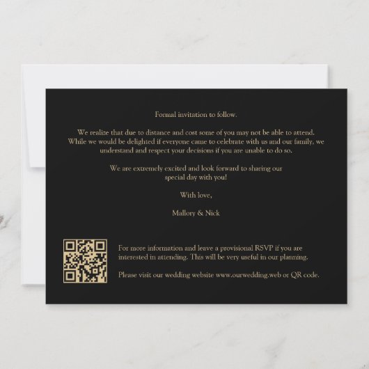 Red Floral Golden Simulated Dome Arch Wedding Save The Date (Achterkant)