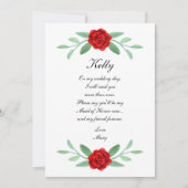 Red Floral Greenery Foliage Maid of Honor Kaart (Voorkant)