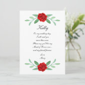 Red Floral Greenery Foliage Maid of Honor Kaart (Staand voorkant)