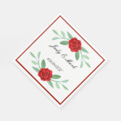 Red Floral Greenery Foliage Paper Napkins Servet (Hoek)
