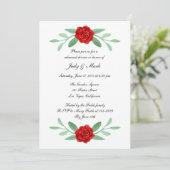 Red Floral Greenery Foliage Rehearsal Dinner Kaart (Staand voorkant)