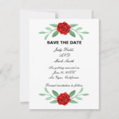 Red Floral Greenery Foliage Save the Date Kaart (Voorkant)