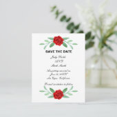 Red Floral Greenery Foliage Save the Date Kaart (Staand voorkant)