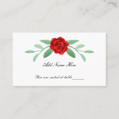 Red Floral Greenery Foliage Table Place Card Plaatskaartje (Voorkant)