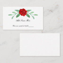 Red Floral Greenery Foliage Table Place Card Plaatskaartje
