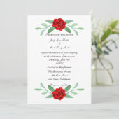 Red Floral Greenery Foliage Wedding Invitation Kaart (Staand voorkant)