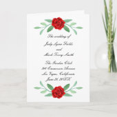 Red Floral Greenery Foliage Wedding Program Kaart (Voorkant)