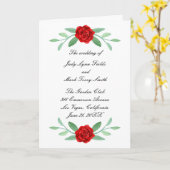 Red Floral Greenery Foliage Wedding Program Kaart (Gele Bloem)