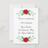Red Floral Greenery Foliage Wedding Reception Kaar (Voorkant)