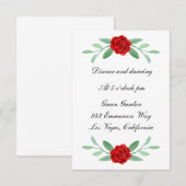 Red Floral Greenery Foliage Wedding Reception Kaar (Voorkant / Achterkant)
