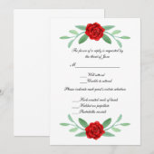 Red Floral Greenery Foliage Wedding Response Kaart (Voorkant / Achterkant)