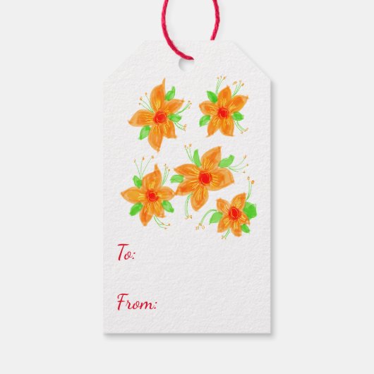 Red Floral Happy Birthday Gift-Labels Cadeaulabel (Achterkant)