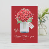 Red Floral Happy Moederdag Kaart (Staand voorkant)