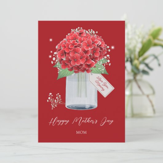 Red Floral Happy Moederdag Kaart (Staand voorkant)