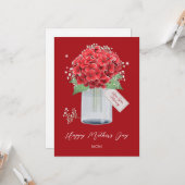 Red Floral Happy Moederdag Kaart (Voorkant / Achterkant in situ)