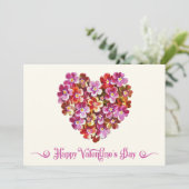 Red Floral Heart  Happy Valentijnsdag Feestdagenkaart (Staand voorkant)