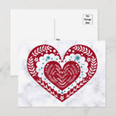 Red Floral Heart Love Briefkaart (Voorkant / Achterkant)
