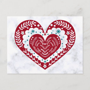  Red Floral Heart Love Briefkaart