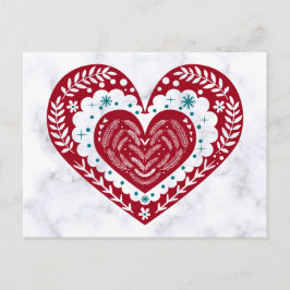  Red Floral Heart Love Briefkaart
