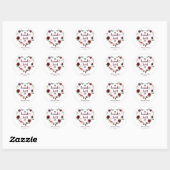 Red Floral Heart Sweet 16 Party Dank u Ronde Sticker (Vel)