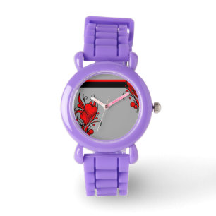 Red Floral Heart Watts Horloge