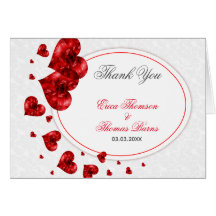 Red Floral Hearts en Damask