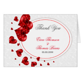 Red Floral Hearts en Damask