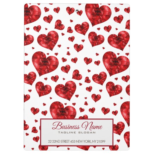 Red Floral Hearts Klembord (Achterkant)