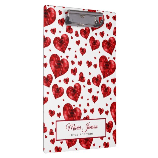 Red Floral Hearts Klembord (Rechts)