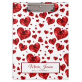 Red Floral Hearts Klembord (Voorkant)