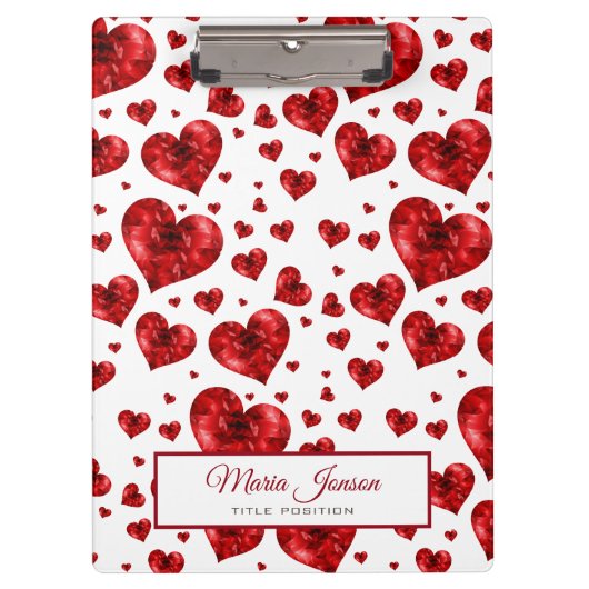 Red Floral Hearts Klembord (Voorkant)